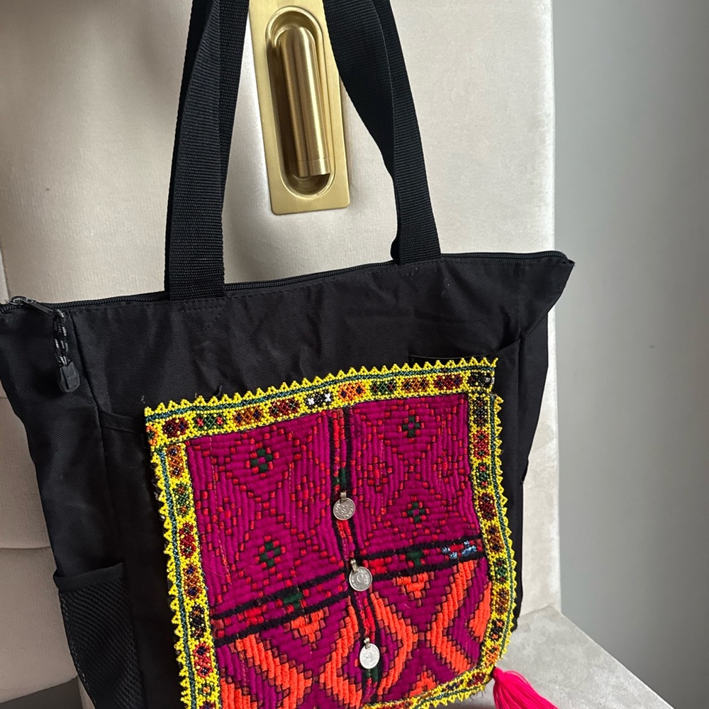 Vintage Embroidered Tote Bag